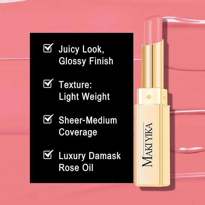 MAKI YIKA Moisture Nude Pink Lipstick for Women Hydrate Tinted Lip Balm for Mother's Day Dry Cracked Lips Sheer Lipstick Lip Tinted Glossy Finish,MA073 Bare Soul
