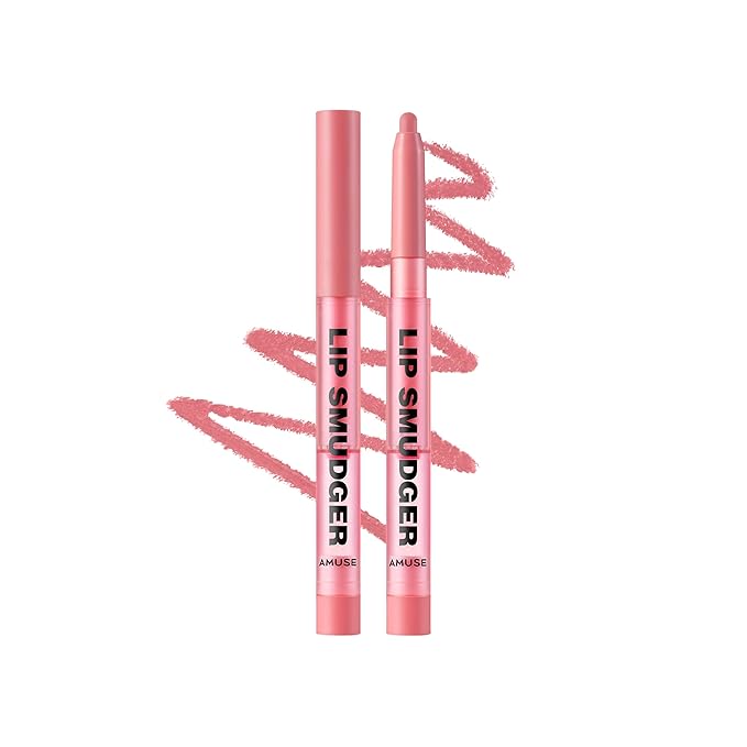 Amuse SEOUL Lip Smudger (04 HIPPIE GIRL) - Dark Rose, Lip Liner Pencill, Creamy Lip Crayon, Smooth Velvet Texture, Multi-Use Lipliner, Overlip Line Color, Vegan, Korean Beauty
