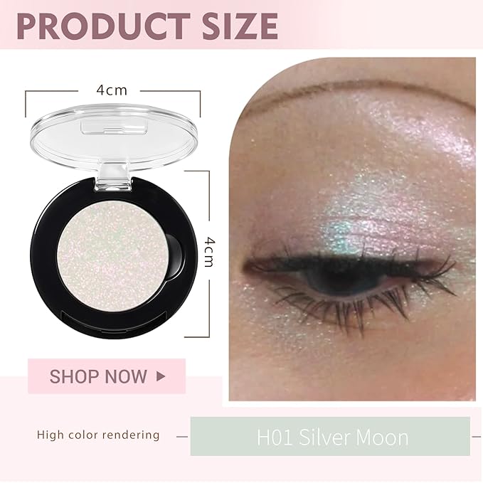 Refillable Eyeshadow Palette - Matte/Glitter/Duo-Chrome Pressed Powder & Cream Formula, Neutral/Shimmer/Smokey Multichrome, Travel-Friendly Iron Pan Refills (Chameleon, H01)