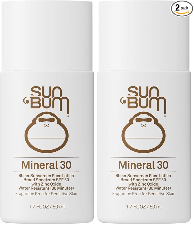 Sun Bum Mineral SPF 30 Face Sunscreen Lotion - Broad Spectrum and Fragrance Free Moisturizing Facial Sunscreen - Hawaii 104 Act Compliant (Without Octinoxate & Oxybenzone) - Travel Size - 1.7 oz