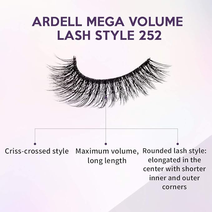 Ardell Mega Volume Lash 252 Multi-Layered False Lashes with Curl Technology, 4 Pairs