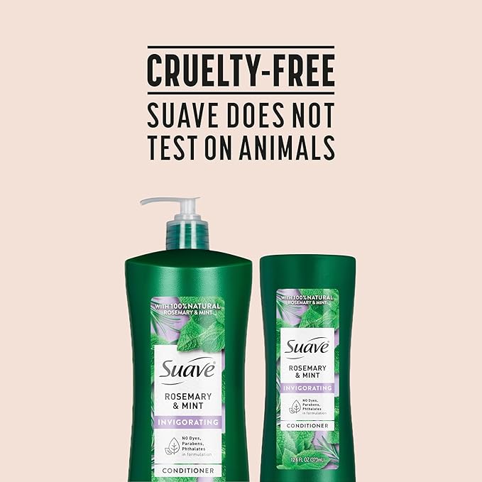 Suave Conditioner, Rosemary & Mint, 2-Size Bundle – Gentle, Invigorating Conditioner for Revitalizing Dry, Damaged Hair