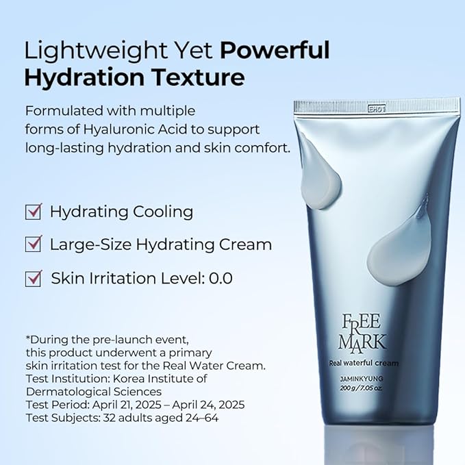 Real Waterful Gel Cream with Triple Water Complex with Panthenol, Cica Complex, Moisturizer for All Skin Types, Hydration, Korean Skin Care, 7.05 oz