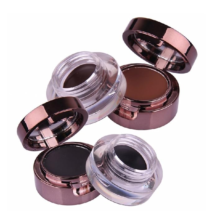 UCANBE 4 in 1 Black Brown Eyeliner Gel and Eyebrow Powder Makup Set Professional Water-proof Long Lasting Eye Liner Brow Kit with Double Ended Brush