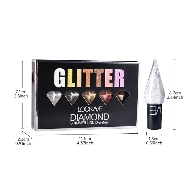 Glitter Liquid Eyeliner Colorful Set, 5 Colors Metallic Shimmer White Silver Gold Rose Eyeliner Waterproof Long Lasting Sparkle Glitter Liquid Eyeshadow Dazzling Mother's Day Eye Makeup for Women