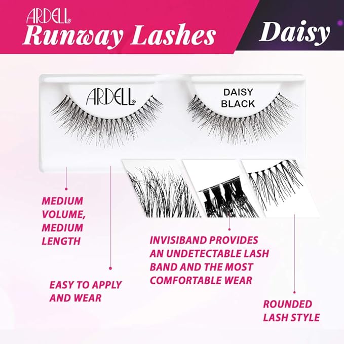 Ardell False Eyelashes Daisy Black - Natural Look Lashes, Comfortable Wear for Everyday & Special Occasions, 4 Pack