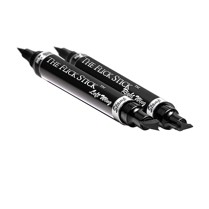 The Flick Stick Winged Eyeliner Stamp For Quick and Easy Cat Eye Makeup, SmudgeProof & Waterpoof Eye Liner Cat Eye Stencil Makeup Tool, Wingliner, Liquid Eyeliner Pens (12mm Vintage, Midnight Black)