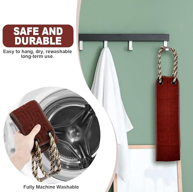 URAQT Exfoliating Towel with Handle, Exfoliating Body Scrubber, 37 Inches Exfoliating Back Scrub, Deep Cleaning, Back Scrubber Washer, Back Scrubber Washer for Men and Women,Brown