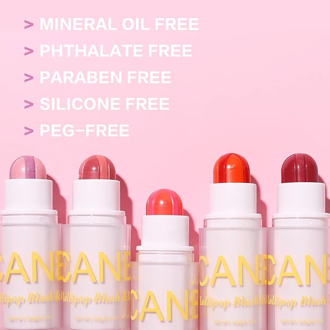 UCANBE Cherry Red Cream Blush Stick for Cheeks, Duo-Tone Buildable Blush Makeup, Hydrating Lightweight Face Blush with Vitamin E, Natural Dewy Finish, Long-Wearing, Water-Resistant