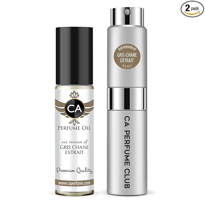CA Perfume Duo Impression of Gris Chane Extrait For Women And Men Perfume Layering Set Long Lasting Travel Size EDP + Body Oil Roll-On Bottle 0.27 Fl Oz+0.33 Fl Oz