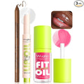 Brown Lip Liner Pink Lip Oil Gloss Click Lip Balm Clear Shimmer, Hydrating Lipstick Tinted Lip Oil for Women Makeup, Lightweight Non Sticky Liquid Lipstick Lip Liner Pencil Combo Set