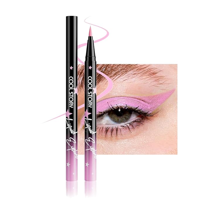 COOL STORY Liquid Eyeliner Waterproof Smudge Proof Eye Liner, 24H Long-Lasting, 0.6ml/0.02 fl.oz (Pink)