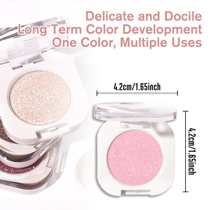 WanTuoluo Pink Shimmer Eyeshadow Palette for Women, Single Monochrome Eye Shadow Makeup, Shiny Pressed Powder, Blendable Natural sombras para ojos, Holographic,Vegan,Travel -29