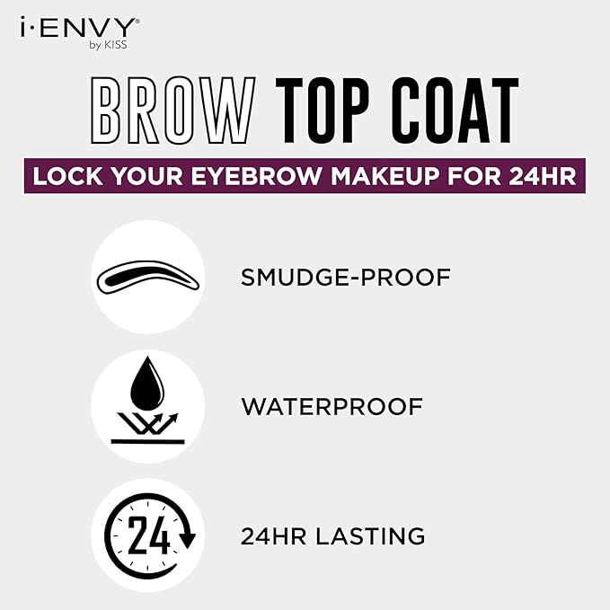 i-ENVY by KISS Eyebrow Sealer, Clear Eyebrow Setting Topcoat for Perfect Brows, 24 Hour Long Lasting Waterproof, Smudge-Proof, Sweat-Proof for Extreme Hold, Non-Glossy Finish with Brush Applicator