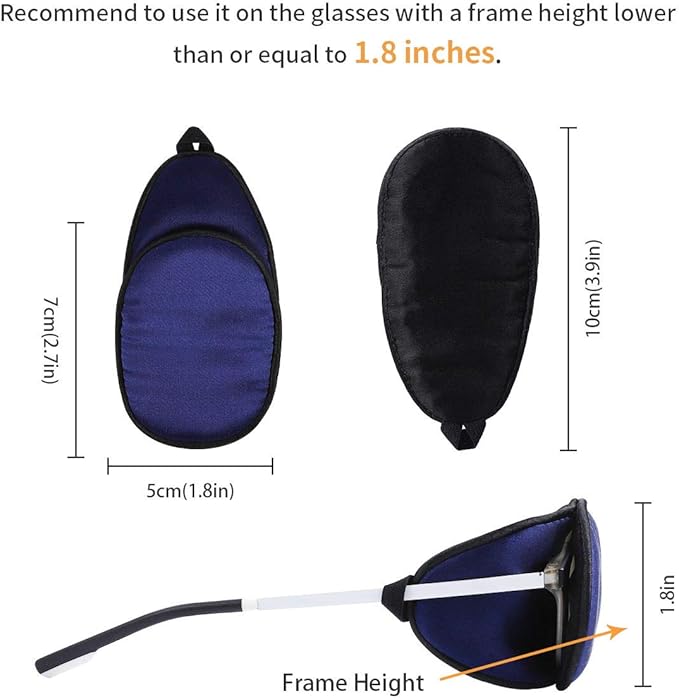 eZAKKA Eye Patches for Adults, Eye Patch for Glasses, Silk Patch for Lazy Eye Amblyopia Strabismus and After Surgery (Black with White Star+Navy)