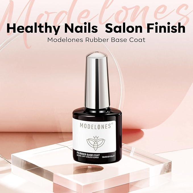 modelones Builder Rubber Gel Base Coat for Nails, Nude Pink Glitter Rubber Base Gel Nail Polish for Strengthen Apex Building Extension Protect Weak Nails Long Last U V Manicure Gift for Women
