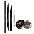 Eyebrow Pen Makeup kit, Eye Brow Pomade Stencil Shaper Tinting kits for Women Girls, Eyebrow Pomade, Eyebrow Pencil, Long Lasting Waterproof with Eyebrow Brush and Eyeliner Natural Brows& Dark Brown