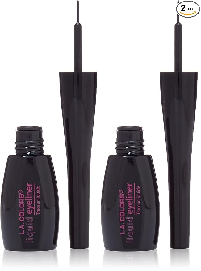 L.A. COLORS Thin Tip Liquid Liner (carded), Black CBLE326 (Pack of 2)