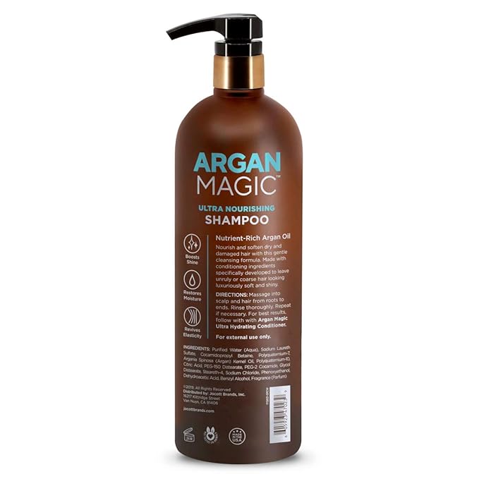 Argan Magic Ultra Nourishing Shampoo - Argan Oil and Antioxidants to Nourish and Restore Damaged and Over-Processed Hair Types | Paraben Free, (32 oz)