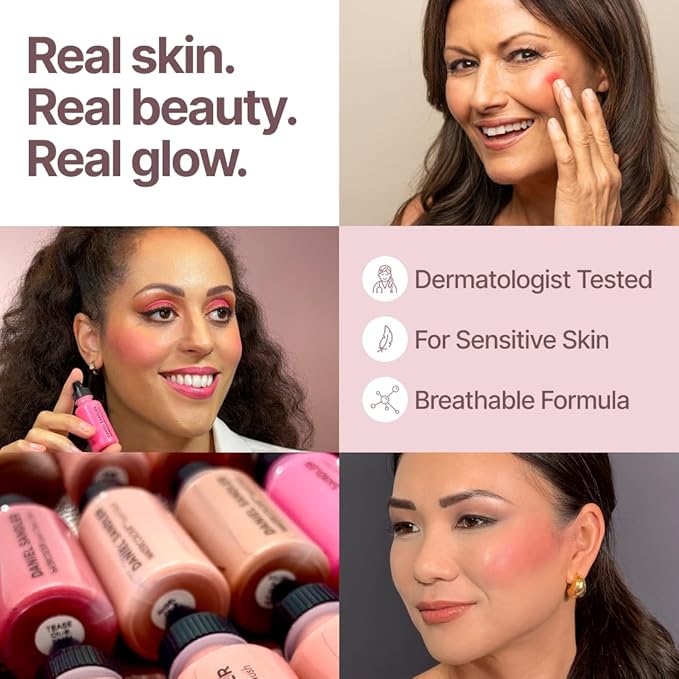 Daniel Sandler WATERCOLOUR LIQUID ILLUMINATOR 'ROSE GLOW' 15ml – Liquid Shimmer Makeup, Highlighter – Oil-Free, Lightweight, Buildable & Long-Lasting for Cheeks, Lips