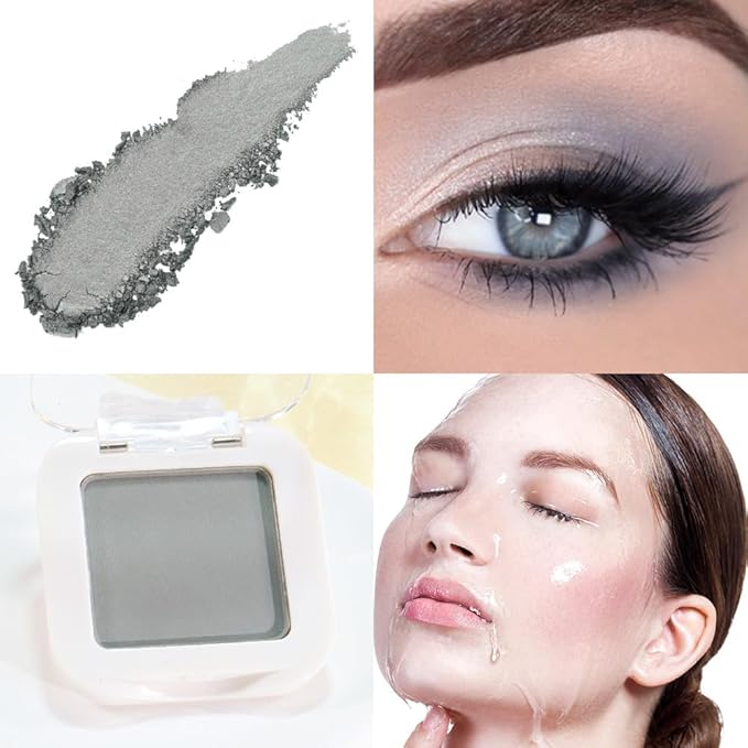 Dusty Grey Single Matte Eyeshadow Makeup, Neutral Powde Eye Shadow for Older Women, Smoky Gray Grey Matte Singles Eyeshadow Palette Pigmented Waterproof Monochrome Mini