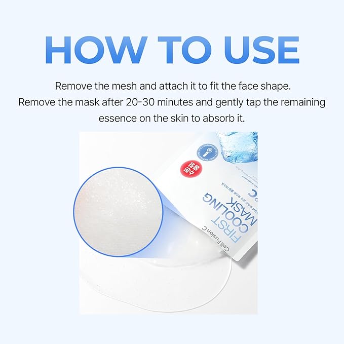 Cell Fusion C Post Alpha First Cooling Sheet Mask 5EA, Hydrating, Cooling and De-puffing, Glacial Water & Panthenol, Korean Skin Care