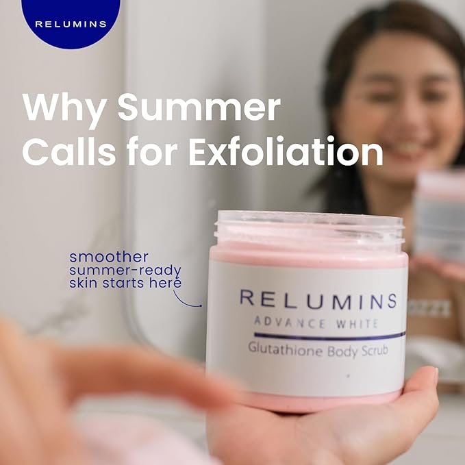 Relumins Premium Summer Body Scrub with Glutathione, Rosehip & Sea Salt – Hydrating Exfoliating Scrub for Smooth, Radiant Skin, Glowing Summer Skin – Gentle Moisturizing Formula – 400ml x 5 Tubs