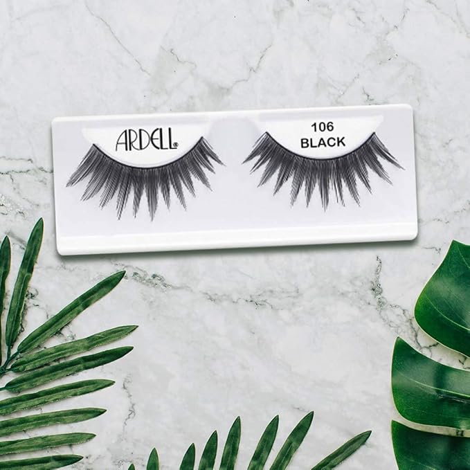 Ardell False Eyelashes 106 - Black, Lightweight Strip Lashes Natural Volume & Length for Everyday Wear, 4 Pack