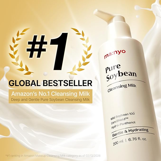 MANYO Pure Soybean Cleansing Milk, Hydrating Facial Milky Cleanser for Skin Barrier Repair, Hydrating Skincare with Hyaluronic Acid for Dry, Sensitive Skin, 6.76 fl oz (200ml)