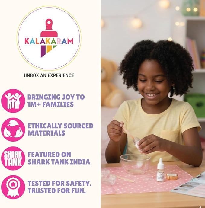 Kalakaram DIY Lip Balm Making Kit - Make 15 Lip Balms with Shea & Kukum Butter, Beeswax, Vitamin E Oil, Grapeseed & Essential Oils, DIY Activity Kit for Kids & Craft Kit for Girls 9-12