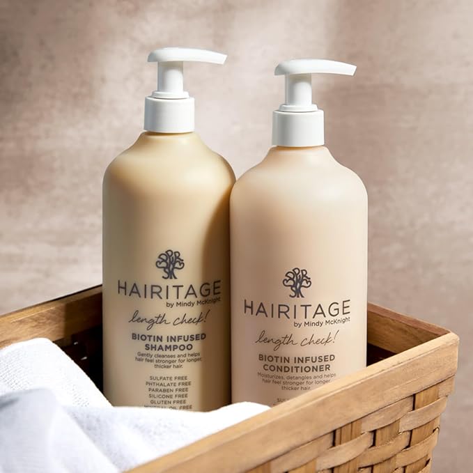 Hairitage Length Check Biotin Conditioner with Jamaican Black Castor Oil - Thickening + Volumizing - Sulfate Free + Color Safe + Vegan - Moisturizing Repair Conditioner for Thinning Hair 21 Oz.