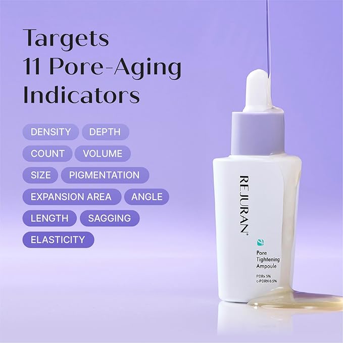 REJURAN® Pore Tightening Ampoule – PDRx 5% & c-PDRN 0.5% Facial Serum with AHA/PHA/BHA/LHA & Witch Hazel – Helps Refine the Look of Pores and Improve Skin Texture – Dropper Type Korean Skincare