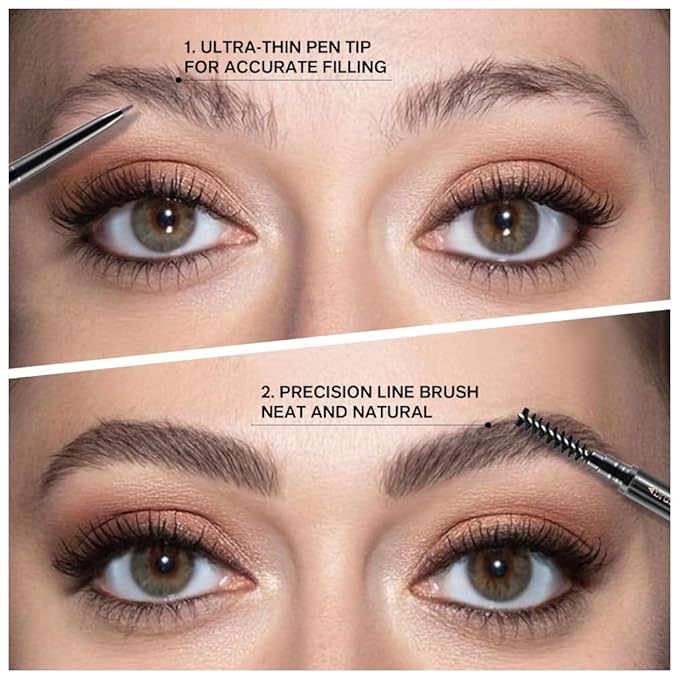 WanTuoluo Ultra-Fine Eyebrow Pencils for Women, Waterproof Dual-Sided 5 Pack Taupe Eye Brows Pen, Draws Tiny Brow Hairs, Defines, Fills, Shapes, Contours, Combs -Milk Tea