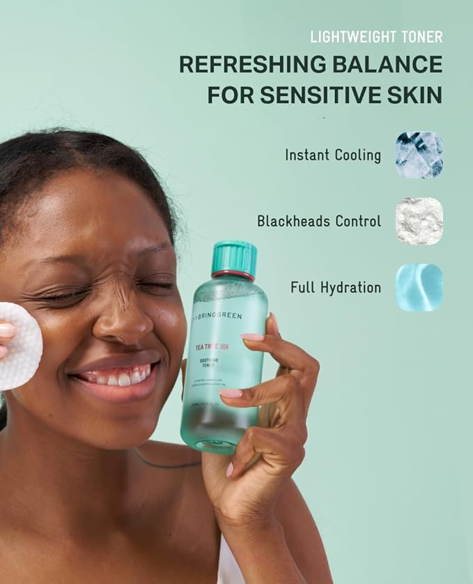 BRING GREEN Tea Tree CICA Soothing Toner | Mild Daily Skincare Routine for Cooling and Hydrating Effect (8.5 Fl. Oz., 250ml)
