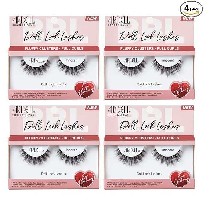 Ardell Doll Look Lashes - Innocent, Natural Volume, Comfortable Wear False Eyelashes for Everyday & Special Occasions, 4-Pack
