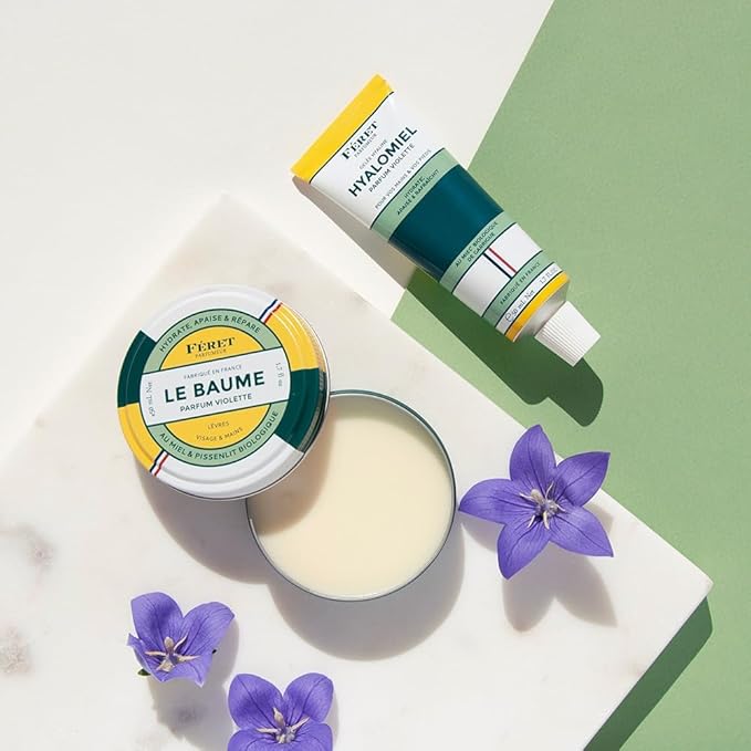 Feret Parfumeur Le Baume Multi-Purpose Balm – Violette – Natural Lip Balm with Shea Butter & Honey – Hydrating Moisturizer for Dry Skin, Lips & Cuticles – Made in France – Pack 2-15ml/0.52 Ounce