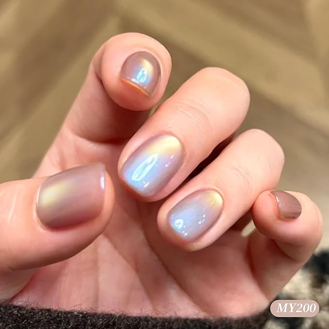 Born Pretty Spring Summer Aurora Cat Magnetic Eye Gel Gel Nail Polish Set 6 Colors Prismatic Siren Holographic Mermaid Cat Magnetic Eye Gel Polish for Nail Art Soak Off U V Gel for Salon Home 7ml