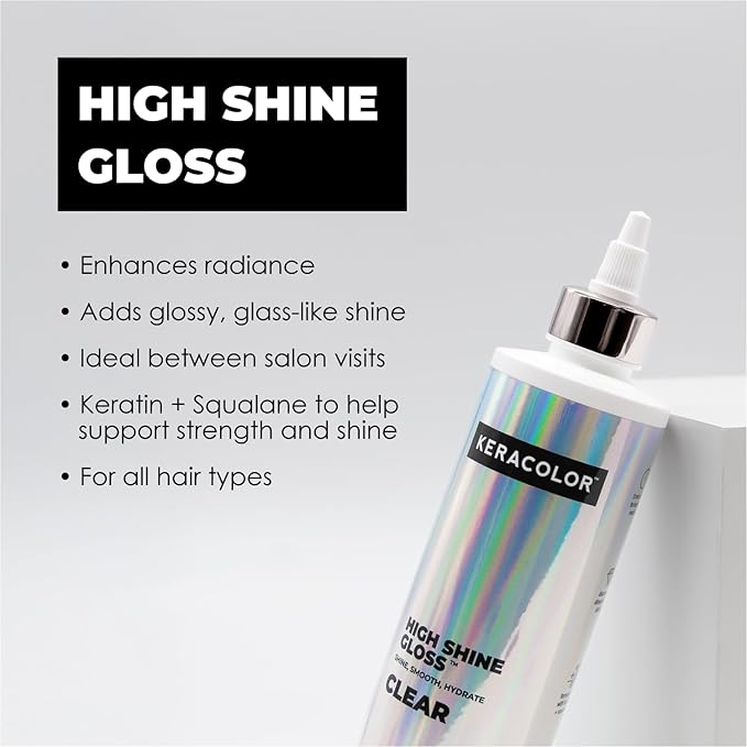 Keracolor High Shine Clear Hair Gloss, In-Shower Hair Glaze for Smoothness and Shine, Glossing Treatment, Transparent, 8 Fl Oz