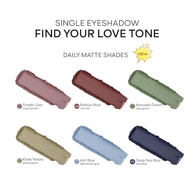 KYDA Khaki Matte Eyeshadow Single, Earthy Yellow Eyeshadow Compact, Ultra-fine Lightweight, Crease-proof High Pigmented Formula, Matte Mini Eyes Makeup, #105 Khaki Yellow