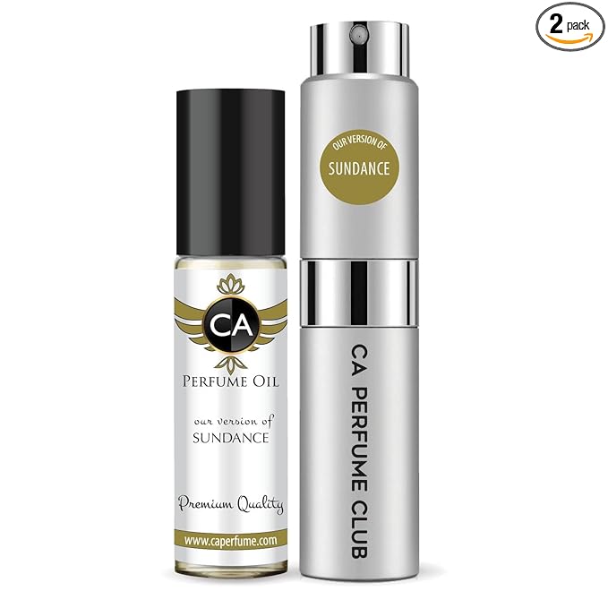 CA Perfume Duo Impression of Sundance For Women And Men Perfume Layering Set Long Lasting Travel Size EDP + Body Oil Roll-On Bottle 0.27 Fl Oz+0.33 Fl Oz