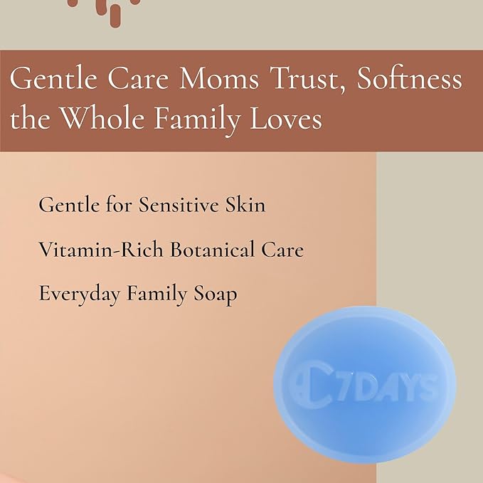 CDH7DAYS Soft Milky Soap Bar for Moms (2 Pack), EWG Verified & Vegan, Korean Handmade Natural Body Soap, Unscented, Plant-Based Gentle Cleanser for Sensitive & Pregnancy-Safe Skin, 5oz x2