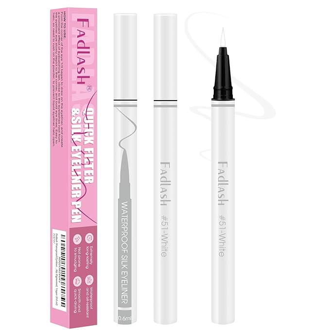 FADLASH Waterproof Eyeliner Liquid, White Ink Matte Eye Liner,Smooth & Dry Quickly Eye Pen Smudge-Proof, Long-Lasting Natural Look, Not Prone, Highly Pigmented, Vegan (0.6 ml)