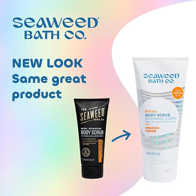 Seaweed Bath Co. Detox Body Scrub, Orange Cedar Scent, 6 Ounce, Sustainably Harvested Seaweed, French Sea Clay, Coffee Extract