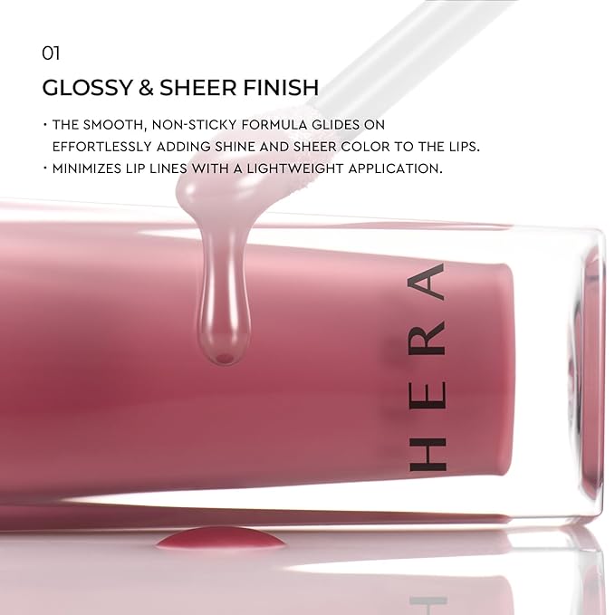 HERA Sensual Nude Lip Gloss Mini Duo #462 SPEECHLESS + #380 CHERISH | Volumizing Sheer & Glossy Finish, Non-sticky, Moisturizing and Hydrating, Signature Shades, Mini Size Duo for Gift, 0.07 oz.× 2EA