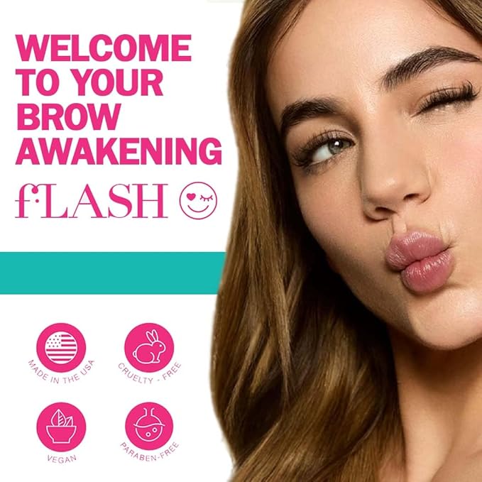 fLASH Eyebrow Serum for Bolder, Fuller, Thicker-looking Brows in 4-6 Weeks - USA Made, Conditions Brows, Safe for Sensitive Skin, Cruelty-free, Vegan, 3 Month Supply - 3mL (0.1 Fl Oz)