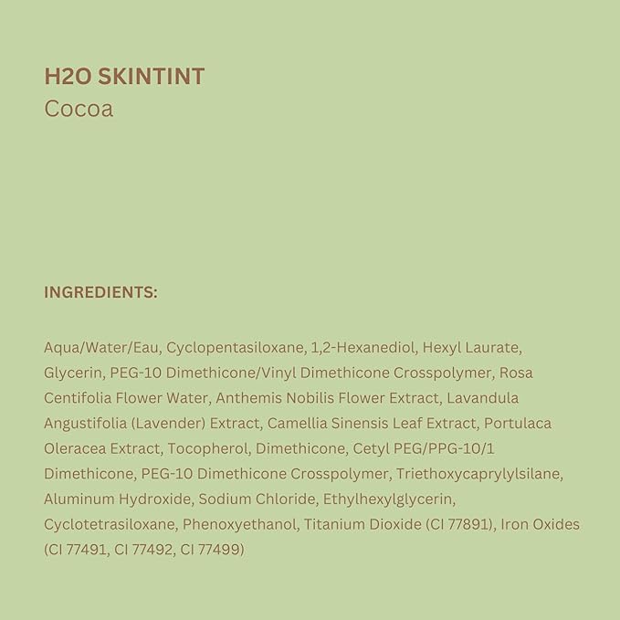 Pixi H2O SkinTint | Tinted Face Gel Moisturizer | Lightweight Hydrating Coverage with Hyaluronic Acid | Evens Skin Tone & Reduces Redness | Oil-Free Dewy Finish | Cocoa | 1.2 fl oz