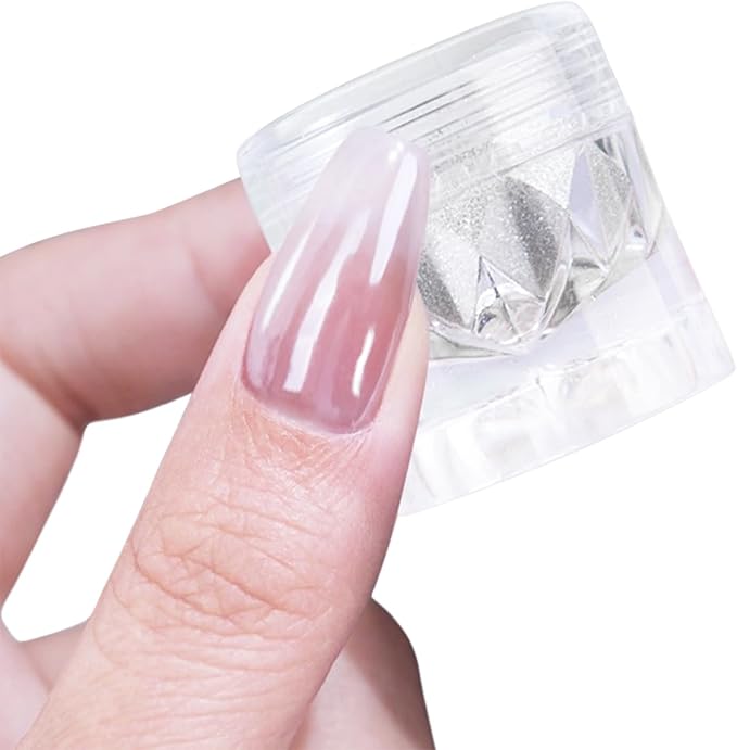 White Pearl Chrome Nail Powder for Gel Nails Clear Glazed Donut Mirror Effect High Gloss Nail Glitter Pigment Powder, Moonlight Unicorn Nail Chrome Powder for Nail Gel Polish Design 1g