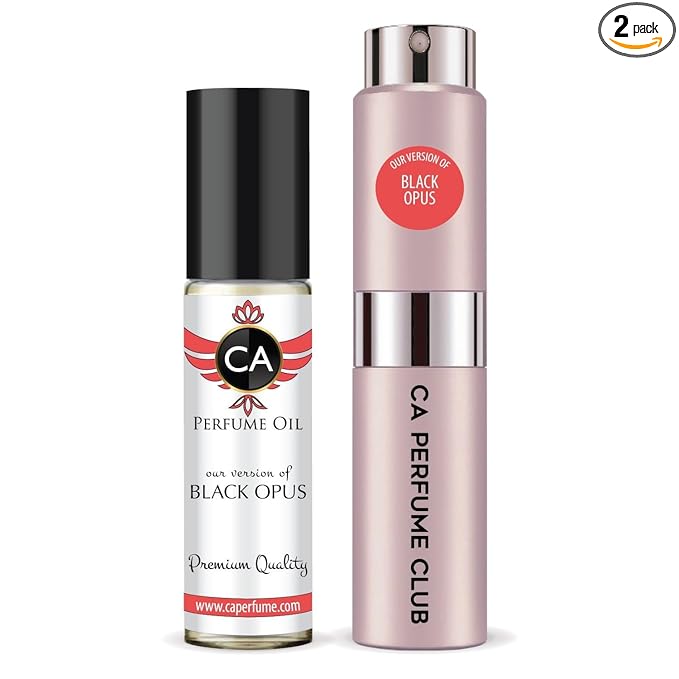 CA Perfume Duo Impression of Black Opus For Women Perfume Layering Set Long Lasting Travel Size EDP + Body Oil Roll-On Bottle 0.27 Fl Oz+0.33 Fl Oz