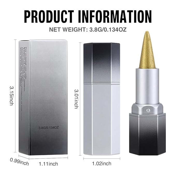 evpct Gold Shimmery Metallic Lip Liner and Lipstick Combo, Cone Tip Lip Crayon for Women Long Lasting Waterproof, Metal Shinny Hydrating Lipstick Makeup, Glitter Lips Liner Pencil for Shimmery Shade