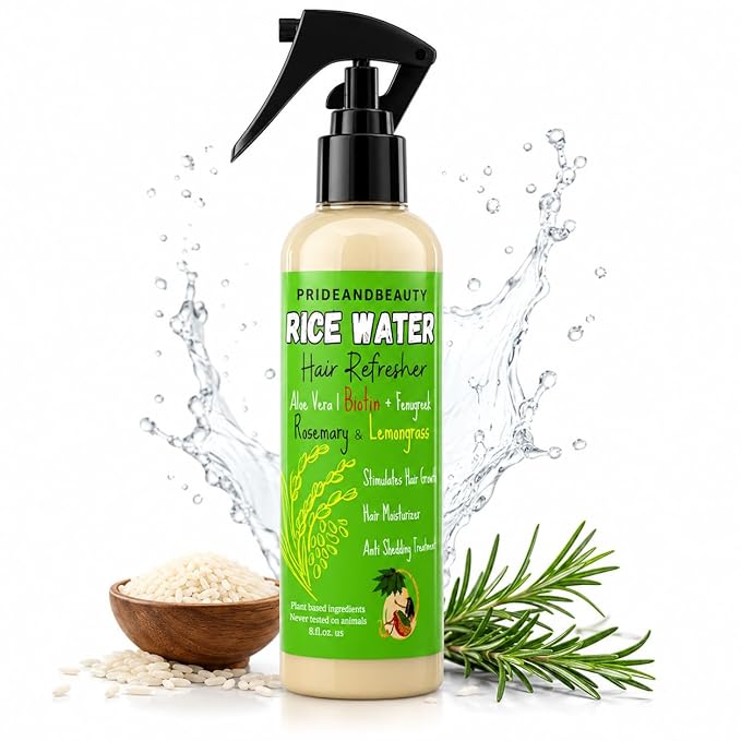 PrideandBeauty Rice Water Hair Spray with Rosemary – Hair Growth Support, Biotin, Caffeine & Keratin, Fermented Mist for Breakage Care & Hydration